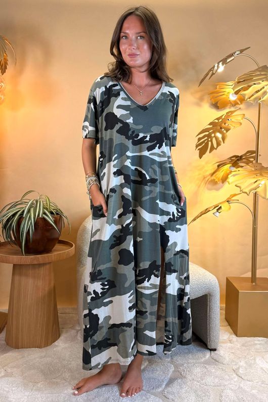 Made in Italy Seven Nations T Shirt Dress Camo - 